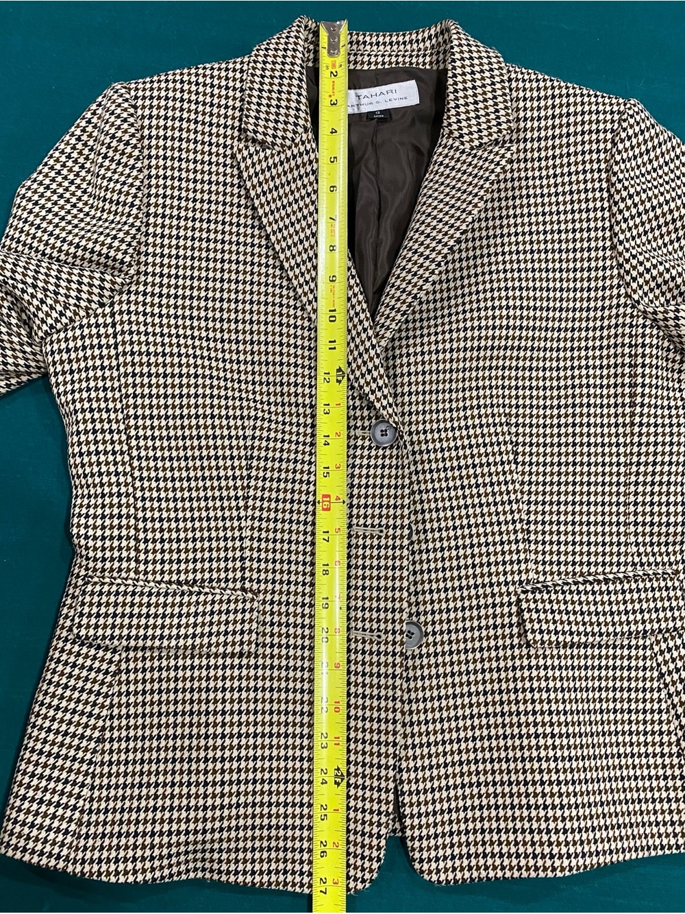 Tahari Brown, Black & Tan Houndstooth Women’s Blazer - Picture 13 of 16